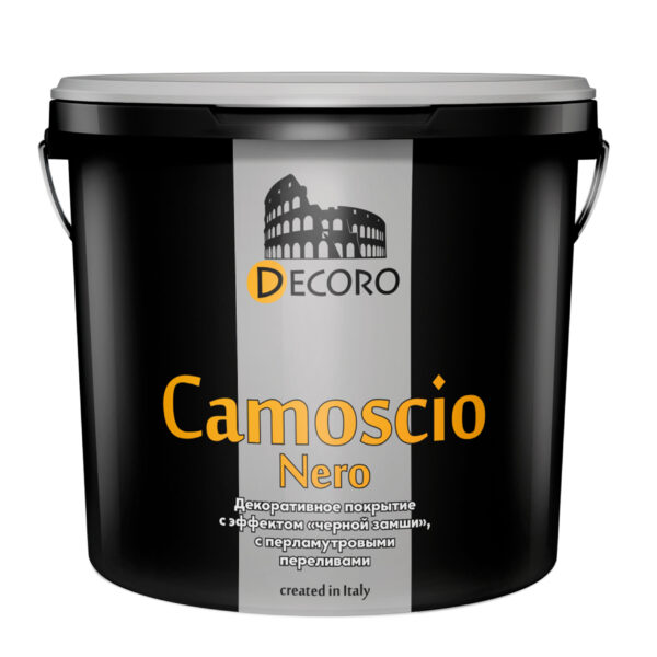 Декоративное покрытие DECORO Camoscio Nero (Камошо неро) эффектом темной замши с перламутром