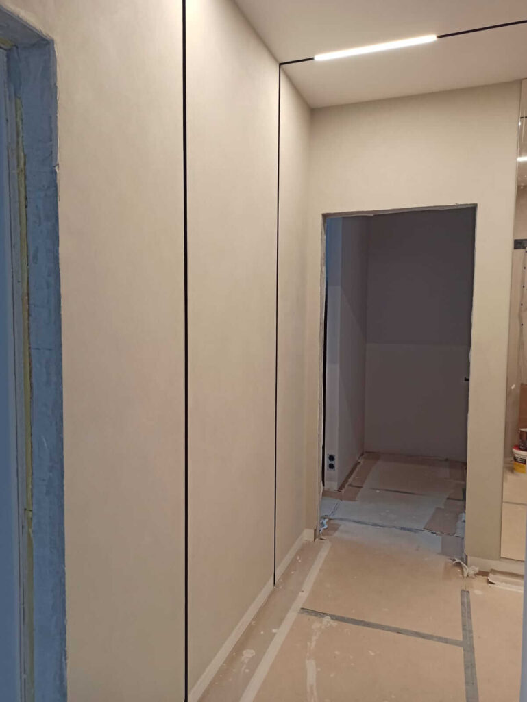 Декоративная штукатурка микроцемент Polycement + Finishmatt в пастельном оттенке