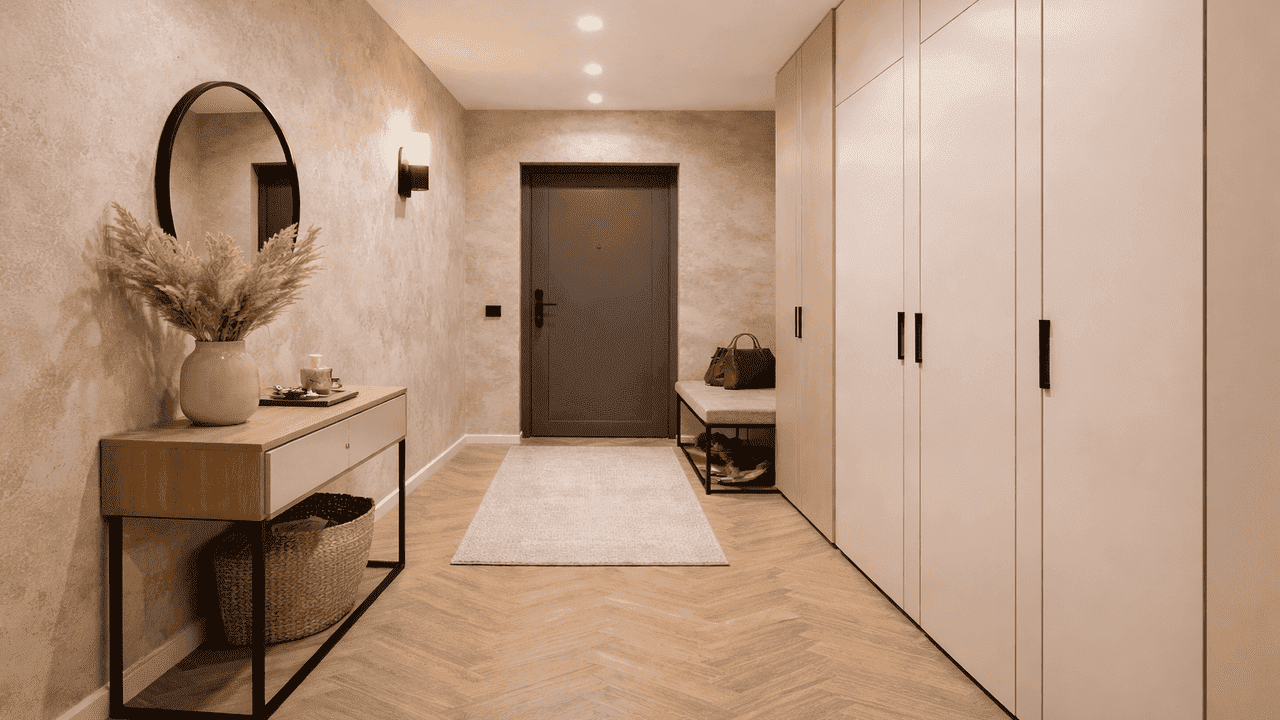 Декоративная штукатурка для внутренней отделки в коридоре